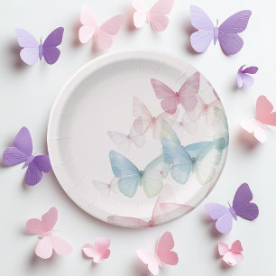 "Butterfly Baby Shower Paper Plates" Plates
