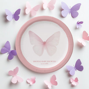 "Butterfly Baby Shower Paper Plates" Plates