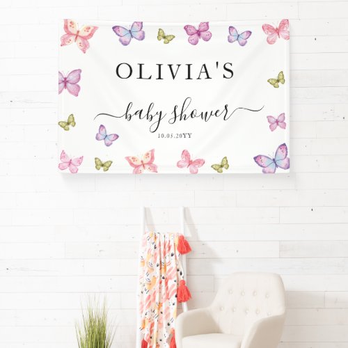 Butterfly Baby Shower Party Large Banner