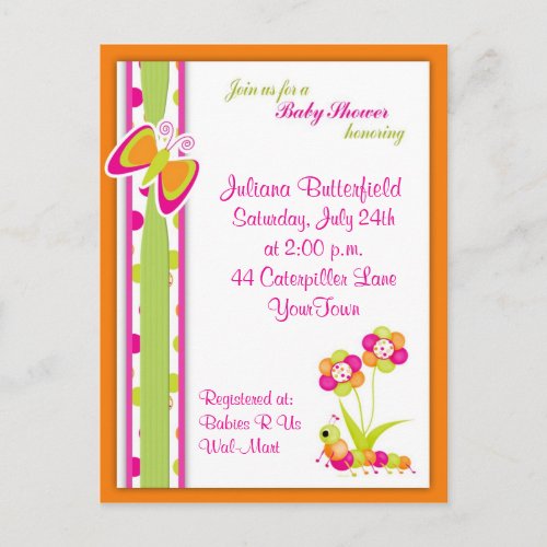 Butterfly  Baby Shower Postcard Invitation