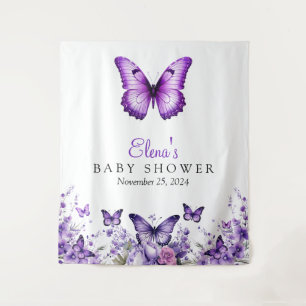 Butterfly Baby Shower Purple Floral Backdrop