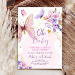 Butterfly Baby Shower Purple Floral Pink Girl Invi Invitation<br><div class="desc">★ A watercolor Butterfly Themed Invitation! The beautiful pastel colors of the butterfly, flowers and confetti fit any party style! Includes a matching butterfly pattern back design. Designed to match our Butterfly Watercolor theme collection. ★ Easily PERSONALIZE this design with your details via the "CUSTOMIZE" button! ★ If you need...</div>