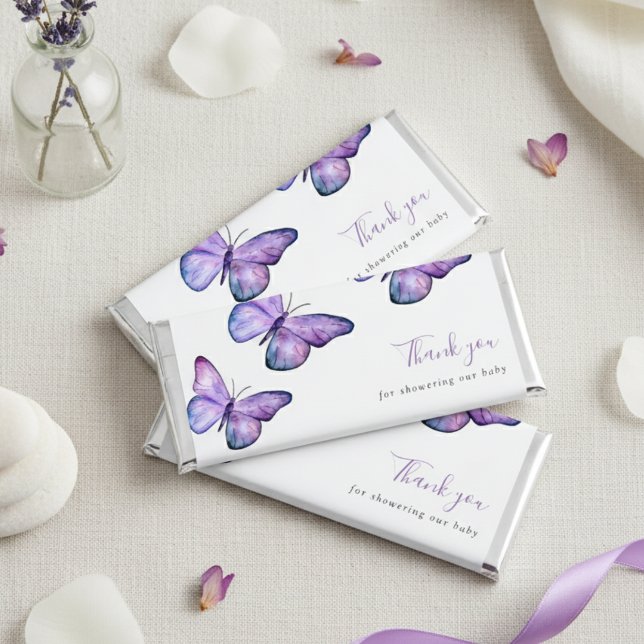 Butterfly Baby Shower Script Custom Minimal Purple Hershey Bar Favors (Creator Uploaded)