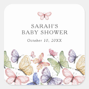Butterfly Baby Shower Square Sticker