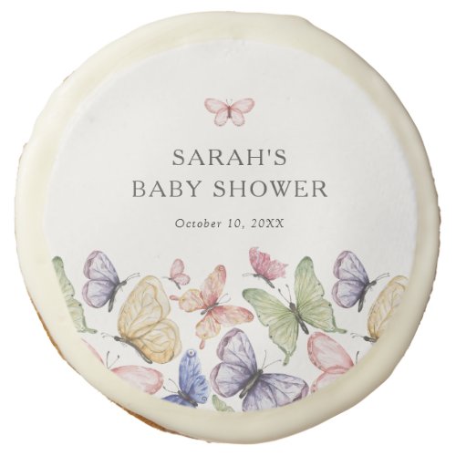 Butterfly Baby Shower Sugar Cookie