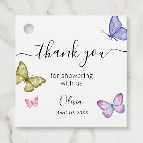 Butterfly Baby Shower Thank you Favor Tags