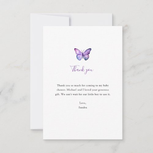 Butterfly Baby Shower Thank you Minimalist Simple