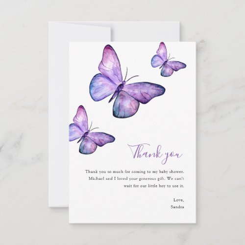 Butterfly Baby Shower Thank you Minimalist Simple