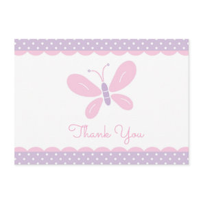Butterfly Baby Shower Thank You purple pink Card