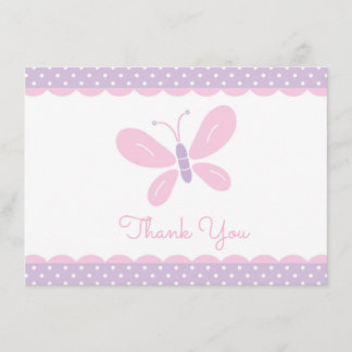 Butterfly Baby Shower Thank You purple pink Card