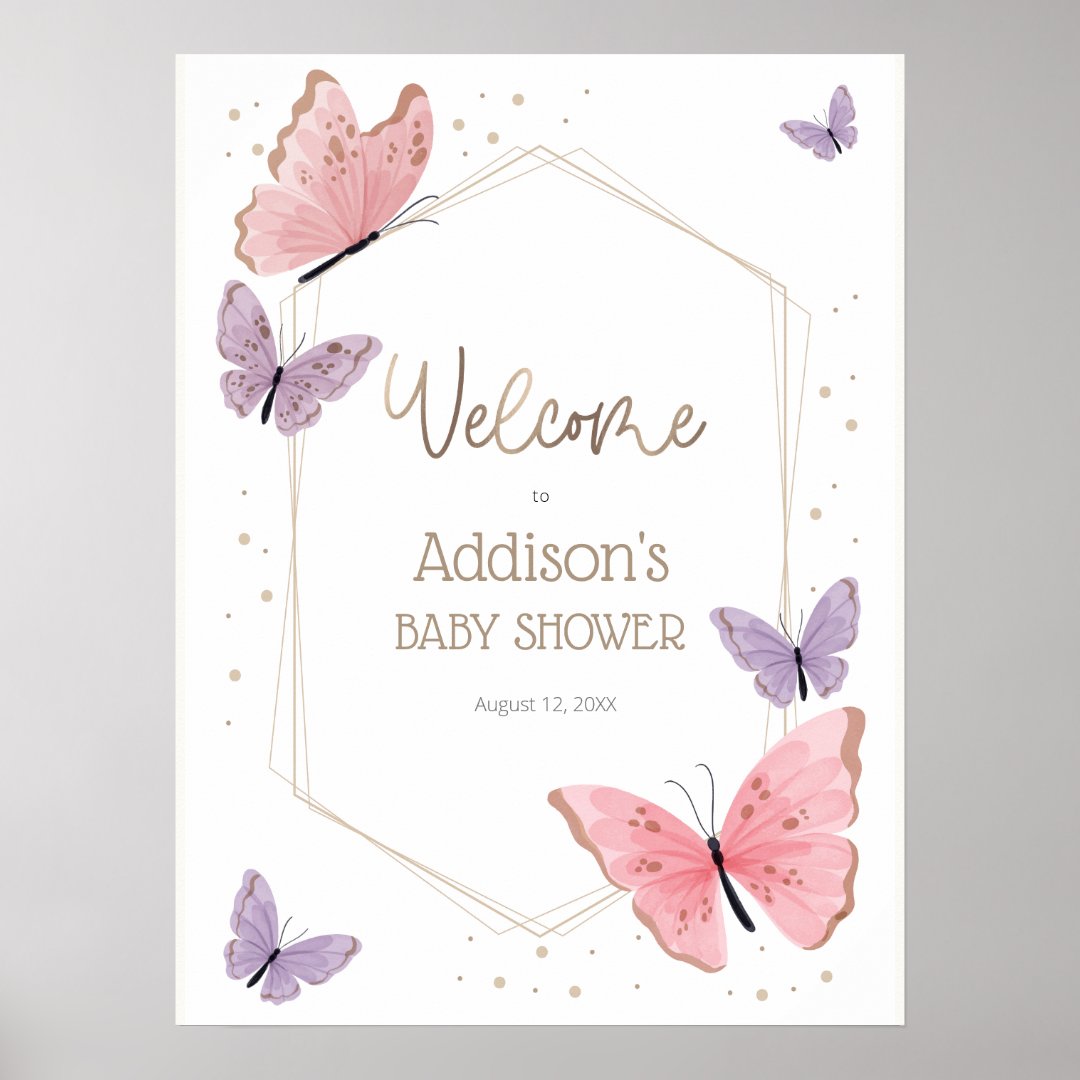 Butterfly Baby Shower Sign Zazzle