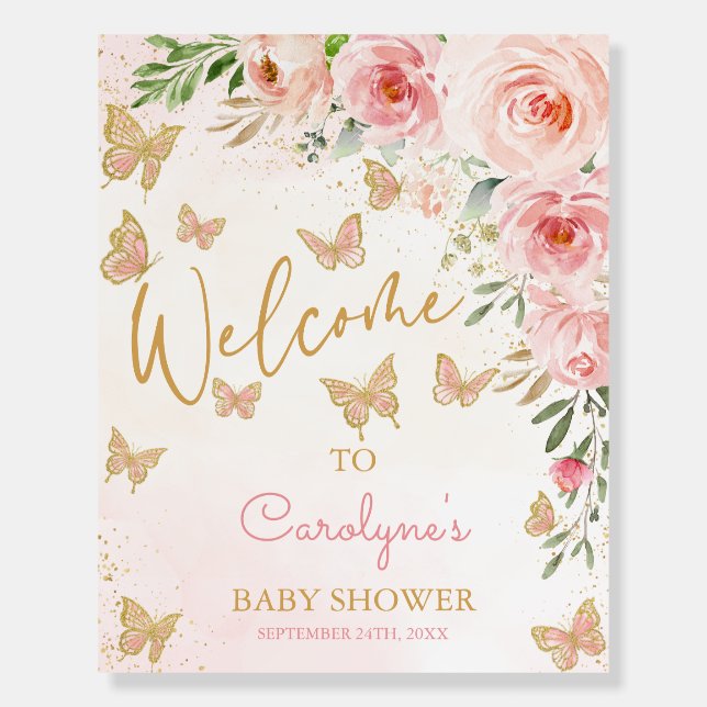 Butterfly Baby Shower Welcome Sign (Front)