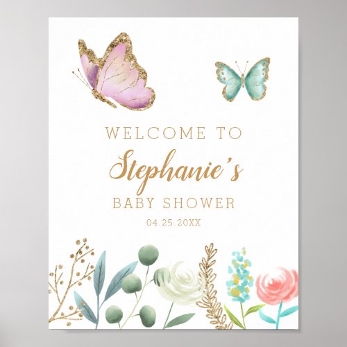 Butterfly Baby Shower Welcome Sign