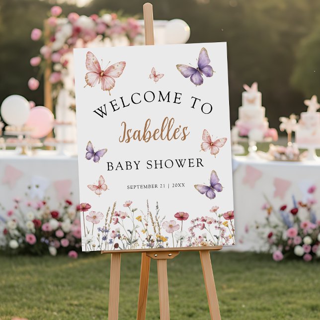 Butterfly Baby Shower Welcome Sign (butterfly baby shower welcome sign)