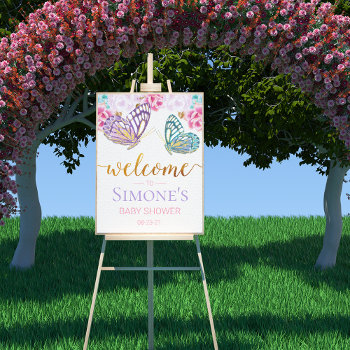 Butterfly Baby Shower Welcome Sign by PaperandPomp at Zazzle