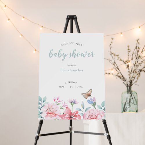 Butterfly Baby Shower Welcome Sign Foam Board