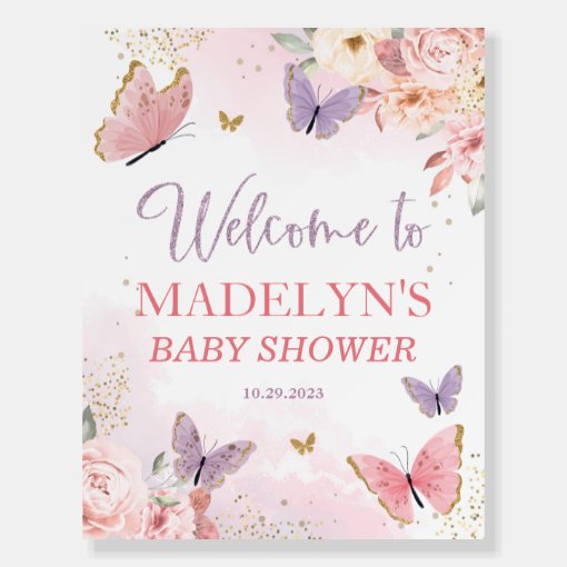 Butterfly Baby Shower Welcome Sign Poster | Zazzle