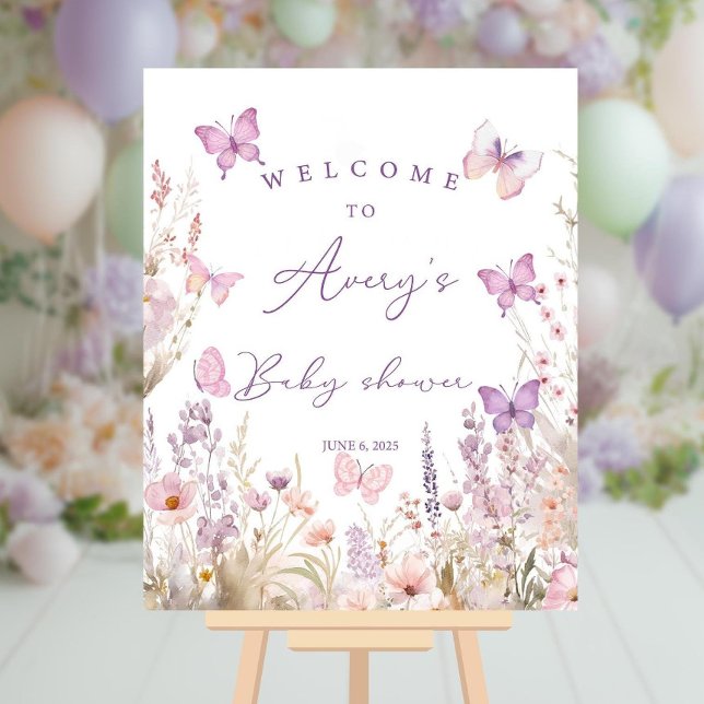 Butterfly Baby Shower Welcome Sign Wild Flower  (Creator Uploaded)
