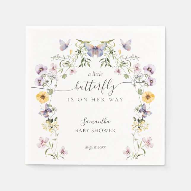 Butterfly Baby Shower Wildflower  Napkins (Front)