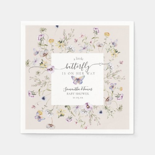 Butterfly Baby Shower Wildflower  Napkins