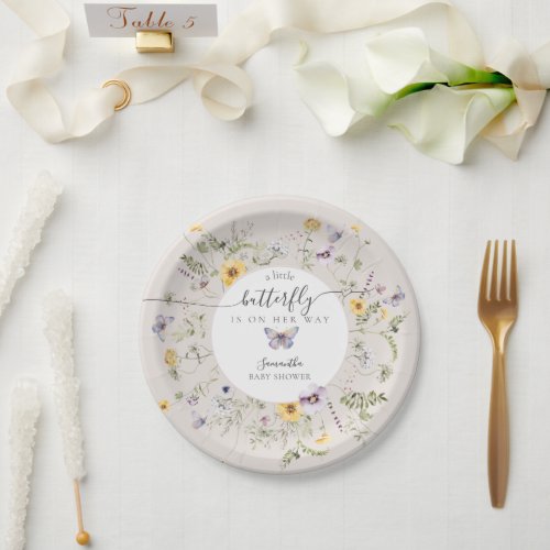 Butterfly Baby Shower Wildflower  Paper Plates