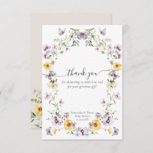 Butterfly Baby Shower Wildflower Thank You Card