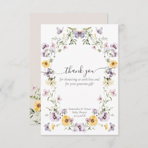 Butterfly Baby Shower Wildflower  Thank You Card