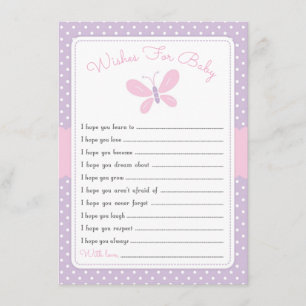 Butterfly Baby Shower Wishes for Baby purple pink Invitation