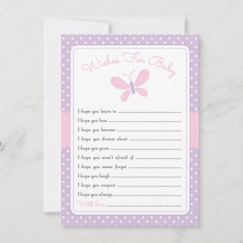 Butterfly Baby Shower Wishes for Baby purple pink Invitation