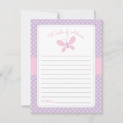 Butterfly Baby Shower Words of Advice purple pink