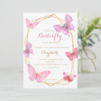 Butterfly BabyShower invitation pink purple