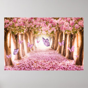Butterfly backdrop, enchanted forest garden party poster