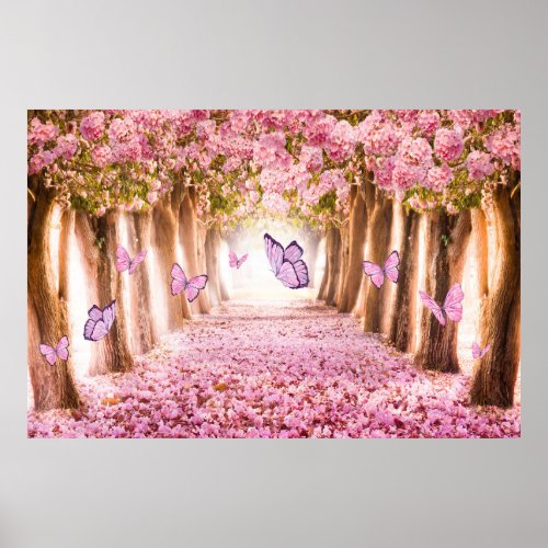 Butterfly backdrop enchanted forest garden party poster