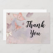 Butterfly background, pink Thank You Card | Zazzle