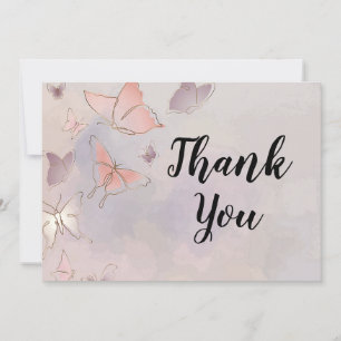 Butterfly background, pink Thank You Card