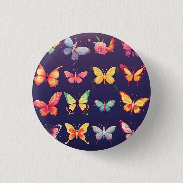 Butterfly badge, button, pin, cute butterfly button (Front)
