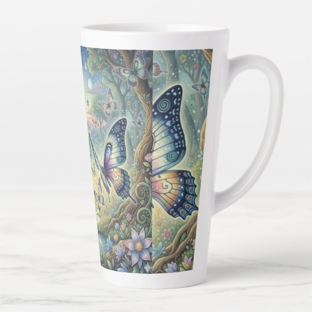 Butterfly Ballet in a Mystic Forest Latte Mug (Right)