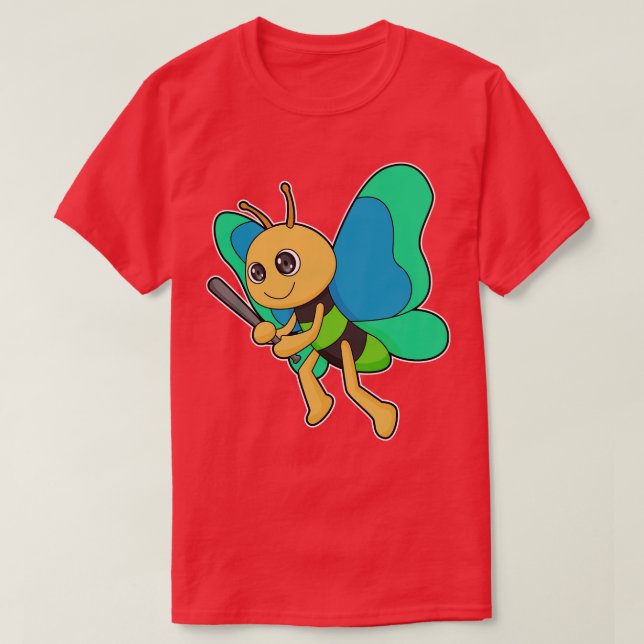 Butterfly Baseball Baseball bat T-Shirt (Design Front)