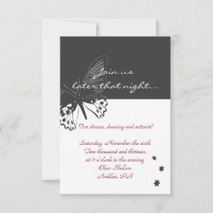 Butterfly Bat mitzvah Invitation Reception Card