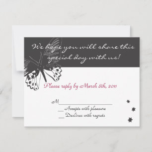 Butterfly Bat mitzvah Invitation Reply response