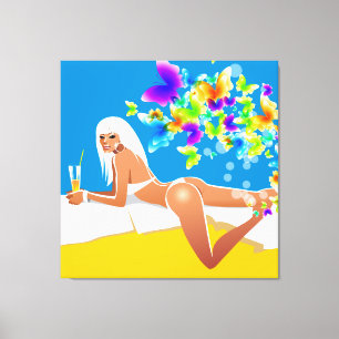 Butterfly Bathing Beauty Wrapped Canvas Print