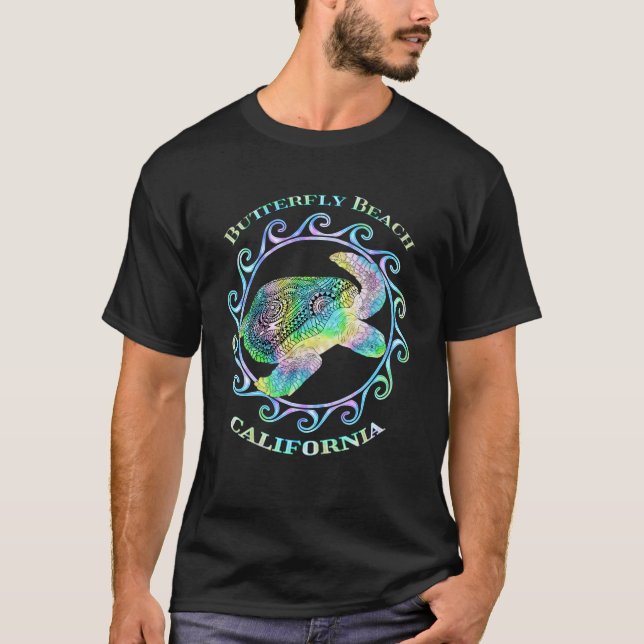 Butterfly Beach California Vacation Tribal Turtle T-Shirt (Front)