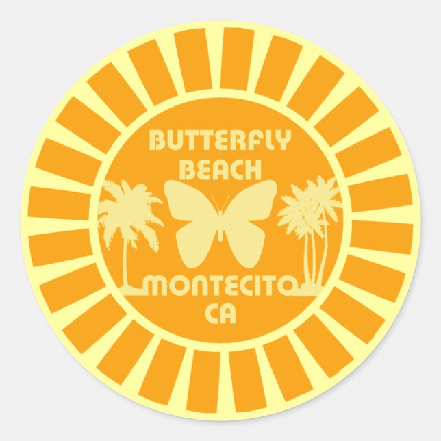 Butterfly Beach Classic Round Sticker (Front)