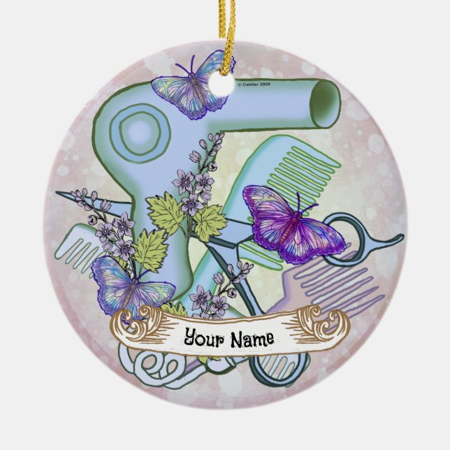Butterfly Beautician  Ceramic Ornament (Front)