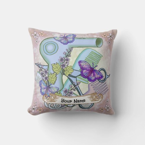 Butterfly Beautician custom name  Throw Pillow
