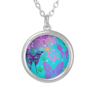 Butterfly Beautiful Aloha Hawaiian Blossom Wedding Silver Plated Necklace
