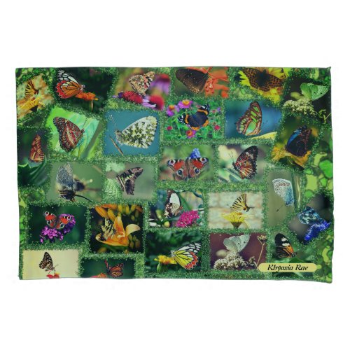 Butterfly Beautiful Colorful Flowers Habitat Lime Pillow Case