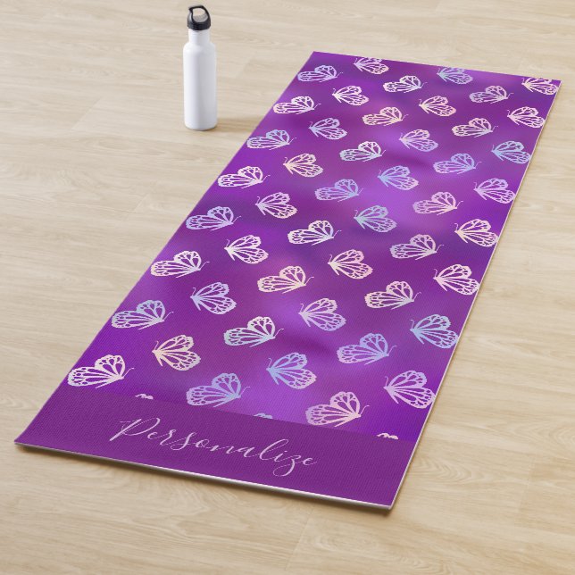 Butterfly Beautiful Purple Butterflies Zen Yoga Mat (In Situ)