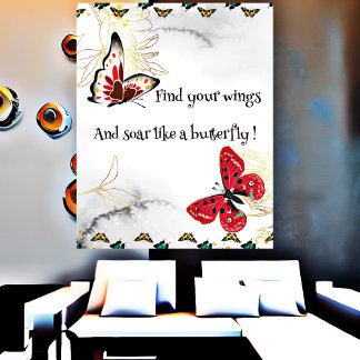 Butterfly Beautiful Quote Inspirational Wall Art