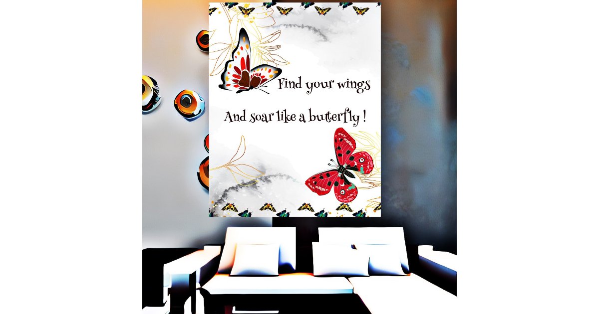 Butterfly Beautiful Quote Inspirational Wall Art | Zazzle